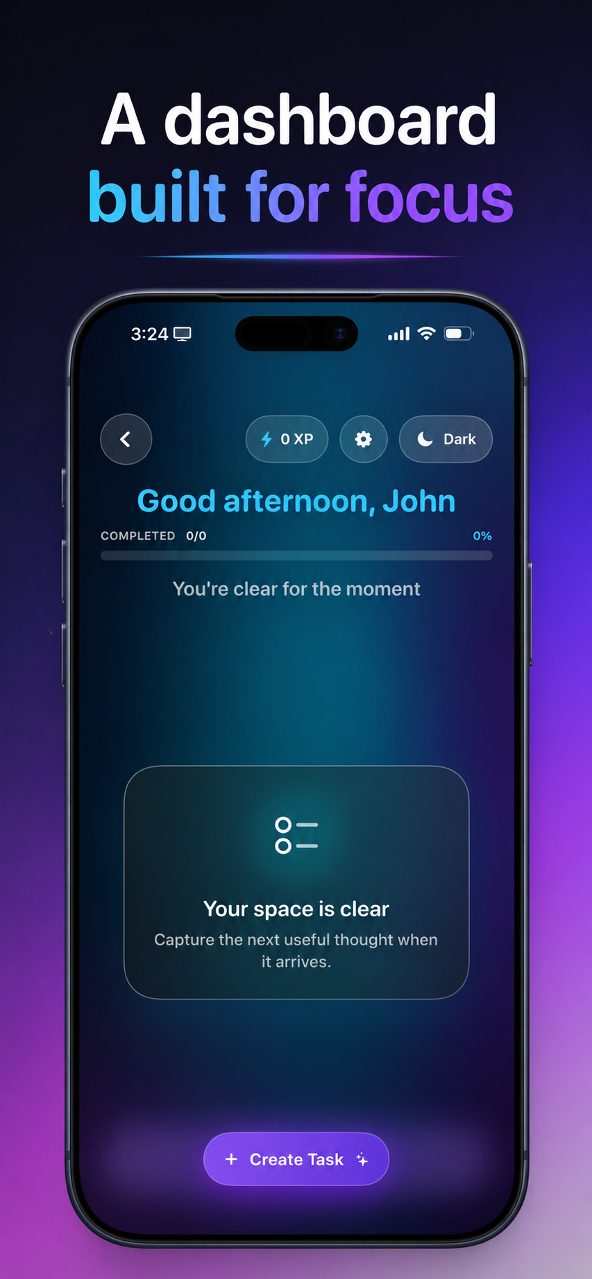 A dashboard built for focus